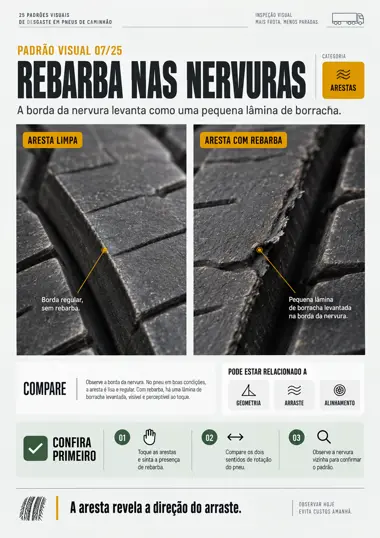 Página de referência visual de desgaste em pneu de caminhão